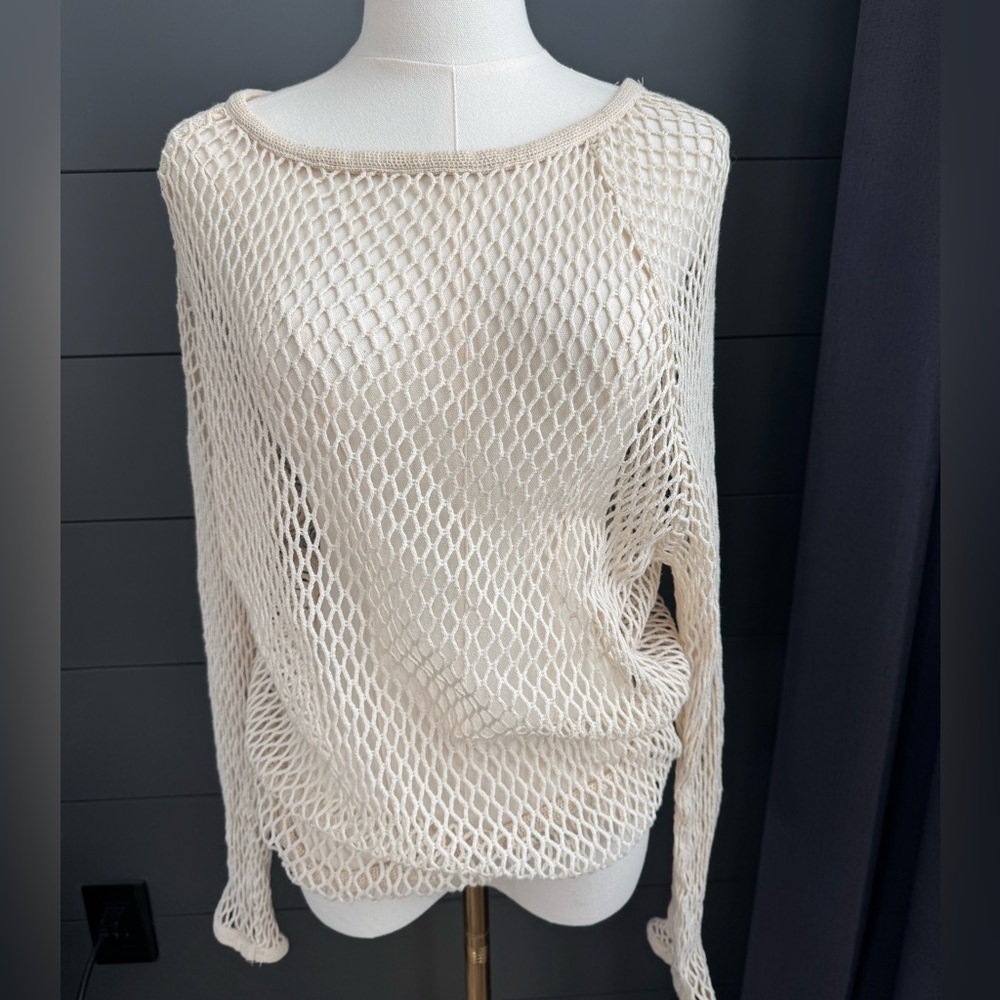 Staring at Stars Urban Outfitters Cream Open-Knit Sweater Beach Coverup Party